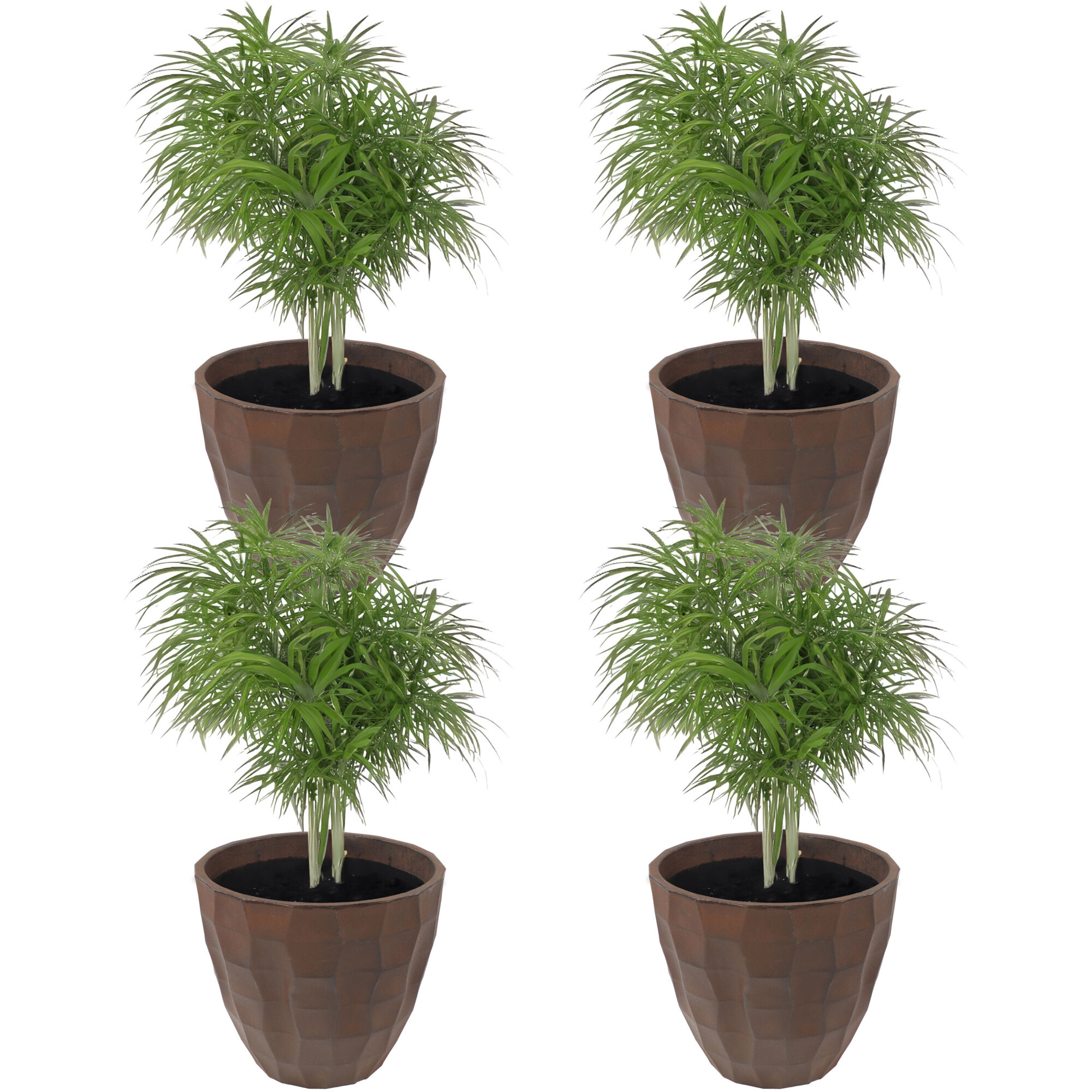 Sunnydaze Decor, 4 Pebbled Planters Dark Brown, Material Resin, Model# DG-946-4PK